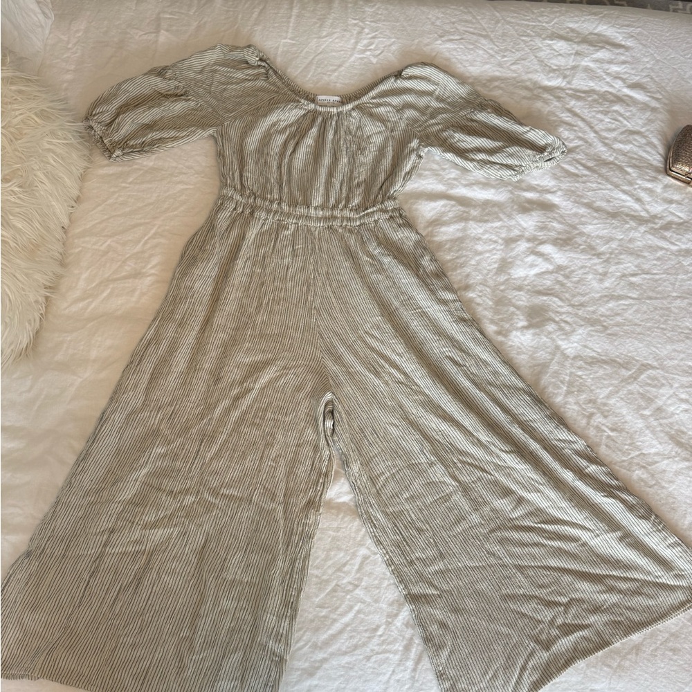 Apiece Apart Beige and Black Textured Jumpsuit